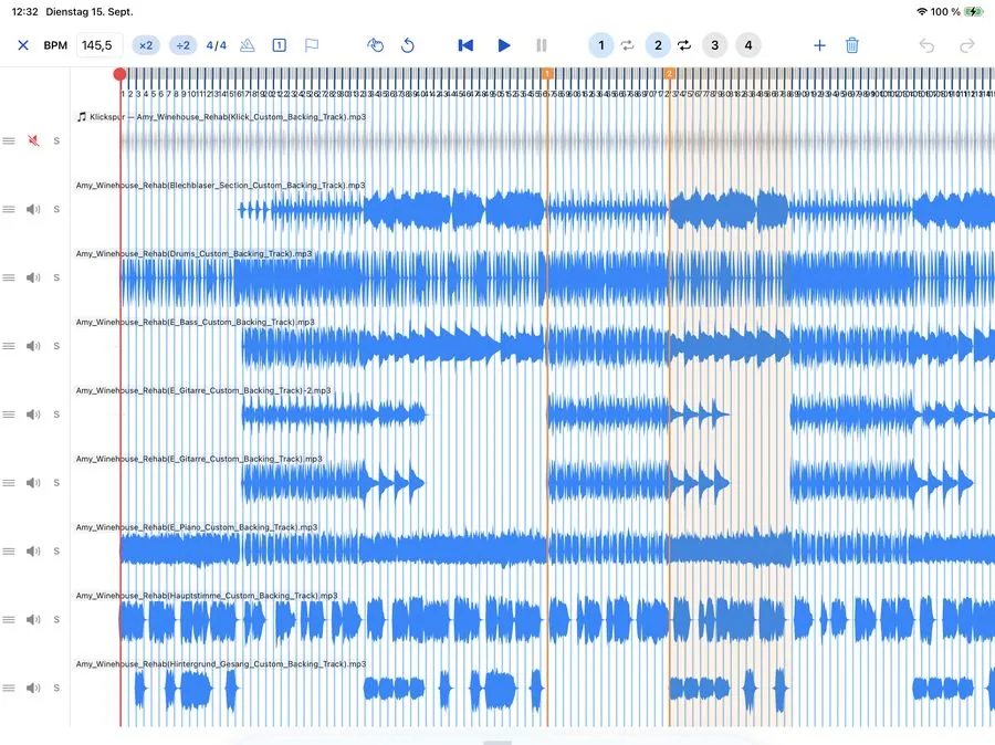 Mehrspur-Audioplayer mit Sprungpunkten
